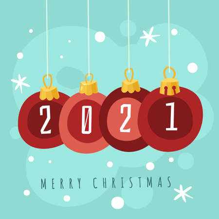 New Year's Poster. Vector illustration. Christmas toysのイラスト素材