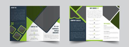 The Green corporate modern vector editable layout of square/ A4 format covers design templates for trifold brochure, flyer, magazine. Creative trendy style green color trendy design backgrounds.のイラスト素材