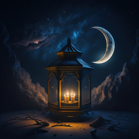 there is a gazebo with a lit candle in it in the nightの素材