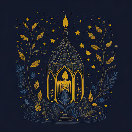 there is a candle that is lit in a lantern with starsの素材