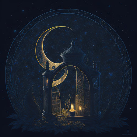 there is a drawing of a man sitting on a bench in the moonlightの素材