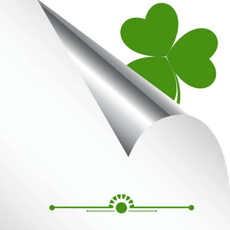 Curled Paper with Clover Leafのイラスト素材