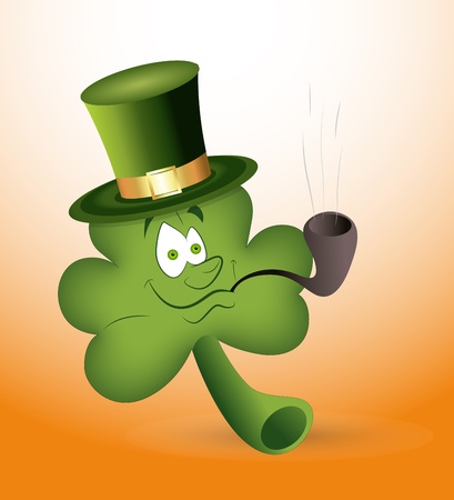 Smoking Cartoon Clover Leafのイラスト素材