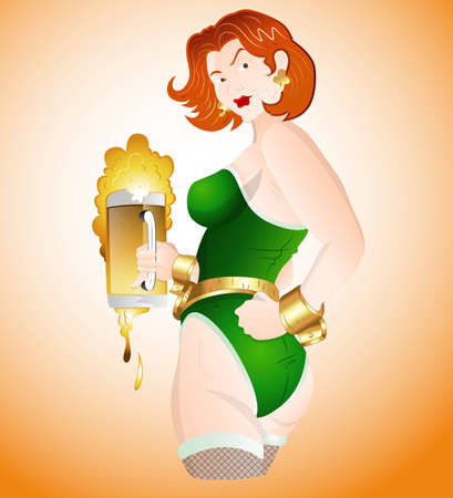 Sexy Girl with Beerのイラスト素材