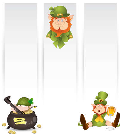 Illustration of Leprechaun Bannersのイラスト素材