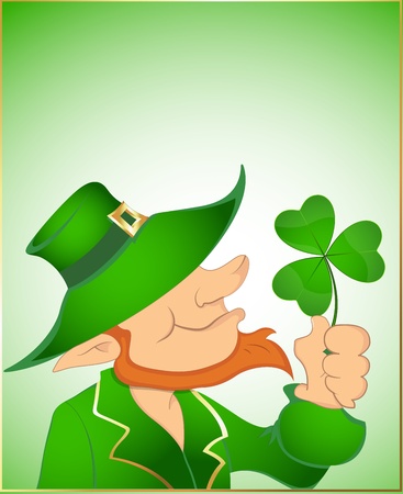 Illustration of Leprechaun with Shamrockのイラスト素材