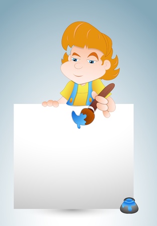 Girl Painting Bannerのイラスト素材