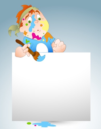 Cute Kid Painting Bannerのイラスト素材