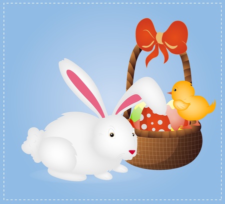 Illustration pour Easter Bunny with Basket - image libre de droit