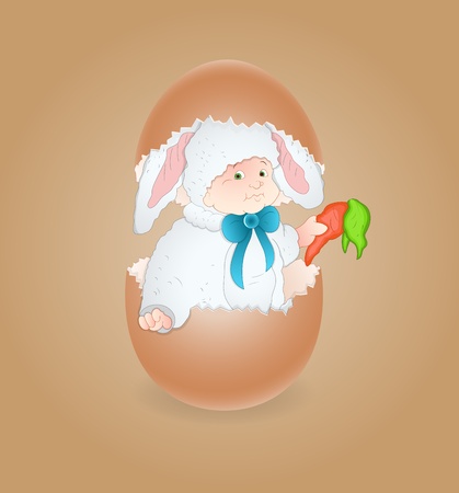Cute Baby in Eggのイラスト素材
