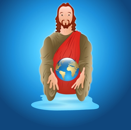 Jesus Christ with Earthのイラスト素材