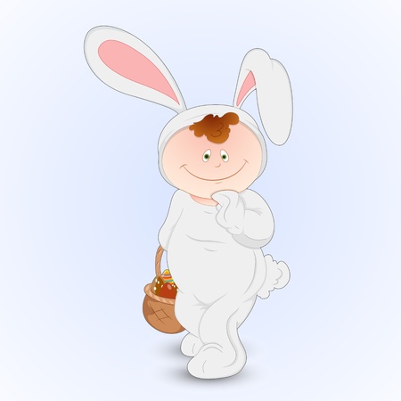 Cute Baby in Bunny Costumeのイラスト素材