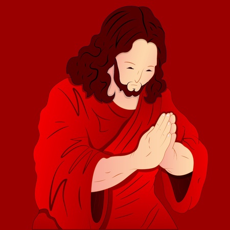 Praying Jesus Christ Illustrationのイラスト素材