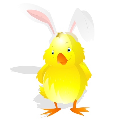 Bunny Ears on Easter Chickenのイラスト素材