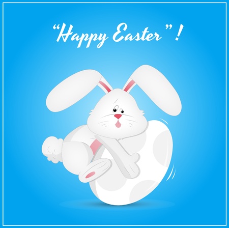 Cute Easter Bunny on Eggのイラスト素材