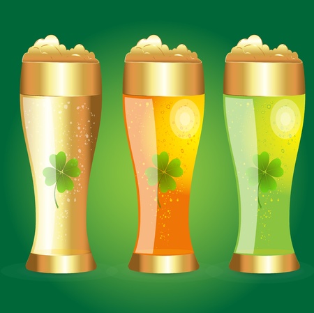 Set of Golden Glass of Beerのイラスト素材