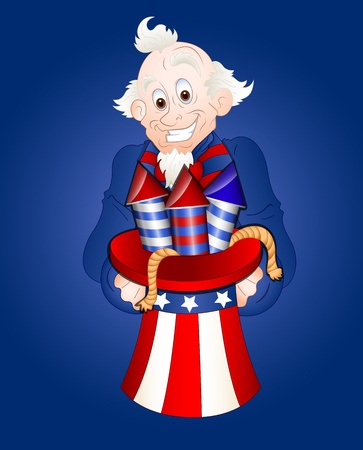 Uncle Sam with Fireworks Vectorのイラスト素材