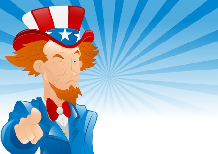 Winking Uncle Sam Retro Backgroundのイラスト素材