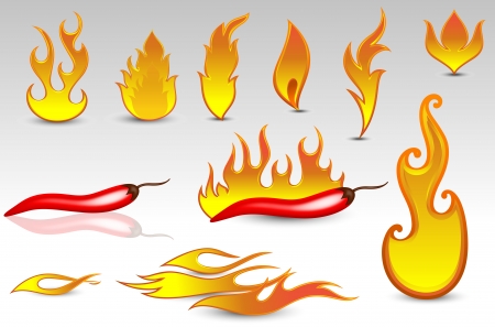 Fire Flames Vectors and Design Iconsのイラスト素材