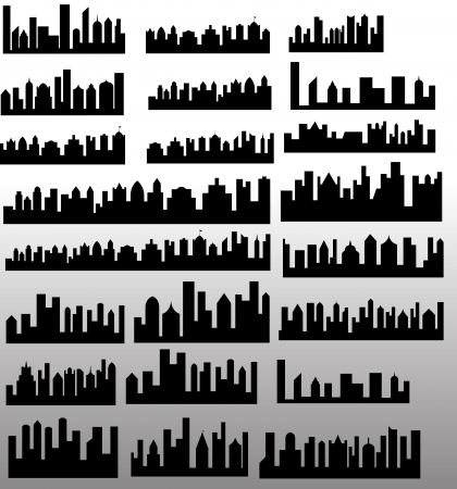 Skylines Silhouettes Shapes and Vectorsのイラスト素材