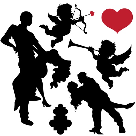 Valentines Silhouette Vectorsのイラスト素材