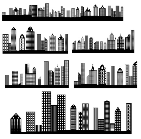 Retro Skylines Cityscapes Vectorsのイラスト素材