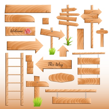 Wooden Banners and Elements Vectorsのイラスト素材