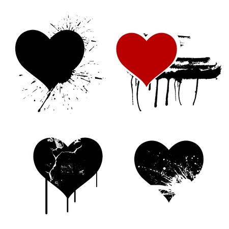 Grunge Vector Heartsのイラスト素材