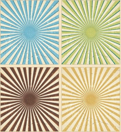 Retro Style Sunburts Vectorsのイラスト素材