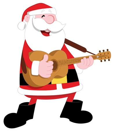 Santa Playing Guitarのイラスト素材