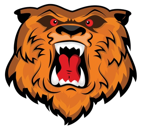 Aggressive and Angry Bear Head Mascotのイラスト素材