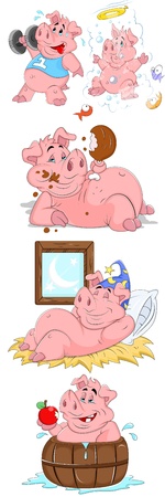 Pig Vector Illustrationsのイラスト素材