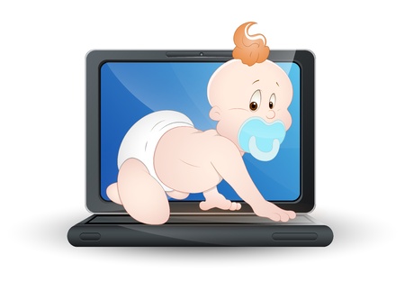 Baby on Laptop Vectorのイラスト素材