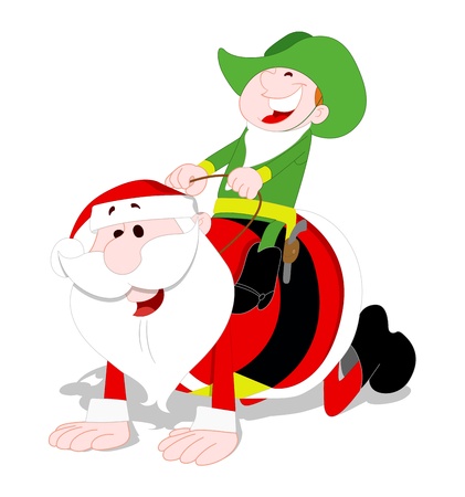 Santa and Kid Vector Illustrationのイラスト素材