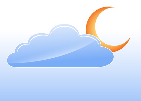 Cloud with Moon Vectorのイラスト素材