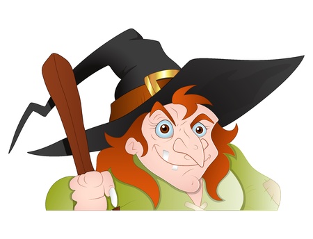 Cunning old Witch Vector Illustrationのイラスト素材