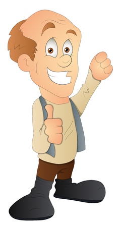 Bald Man - Cartoon Character - Vector Illustrationのイラスト素材