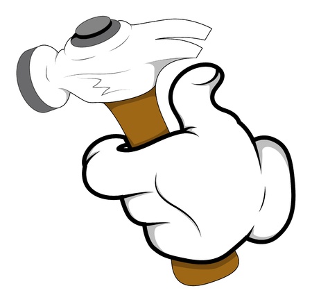 Cartoon Hand - Holding hammer - Vector Illustrationのイラスト素材