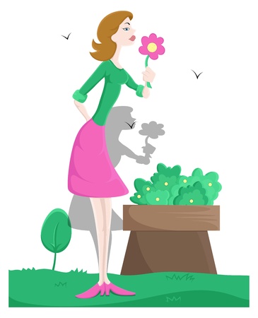 Beautiful Girl with Daisy  のイラスト素材
