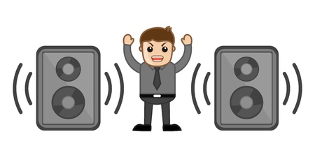 Loud Volume Speaker with Office man Characterのイラスト素材