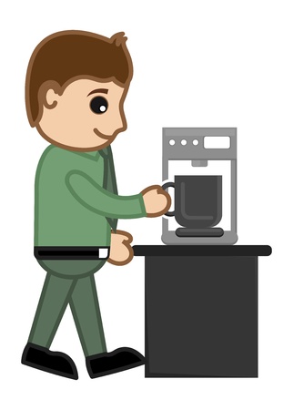 Coffee maker with Office man Characterのイラスト素材
