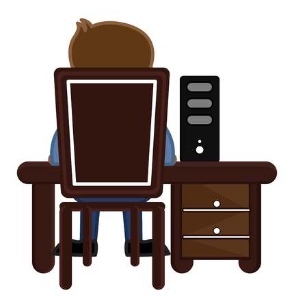 Man Working on Computerのイラスト素材