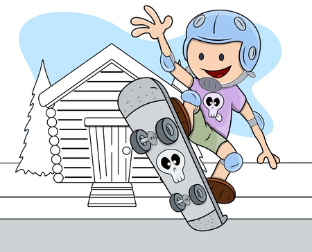 Skateboarding - Kids - Vector Illustrationのイラスト素材
