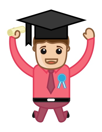 Graduate - Cartoon Vector Illustrationのイラスト素材