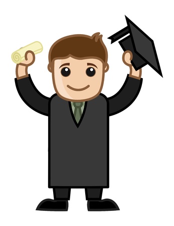 Graduate Dress - Cartoon Office Vector Illustrationのイラスト素材