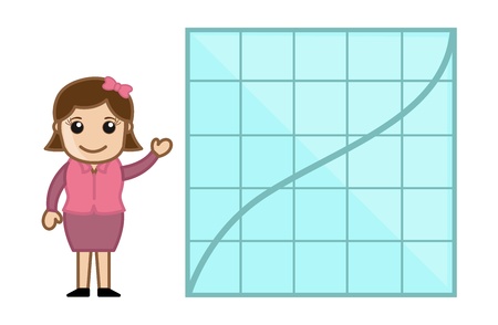 Graph Bar Lady - Business Cartoon Character Vectorのイラスト素材