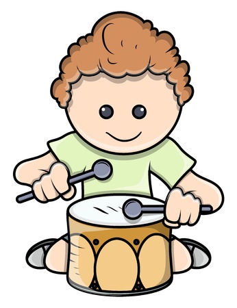 Boy Playing Drum - Vector Illustrationsのイラスト素材
