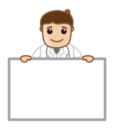 Doctor with Ad Banner - Office Cartoon Charactersのイラスト素材