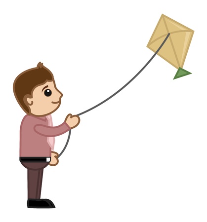Man Flying Kite - Cartoon Business Charactersのイラスト素材