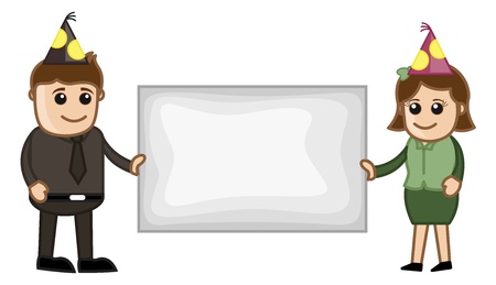 Celebration Blank Banner - Cartoon Business Charactersのイラスト素材